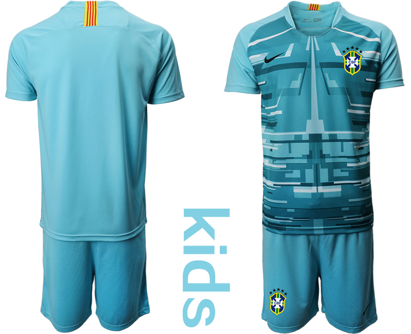 Youth 2020-2021 Season National team Brazil goalkeeper blue Soccer Jersey